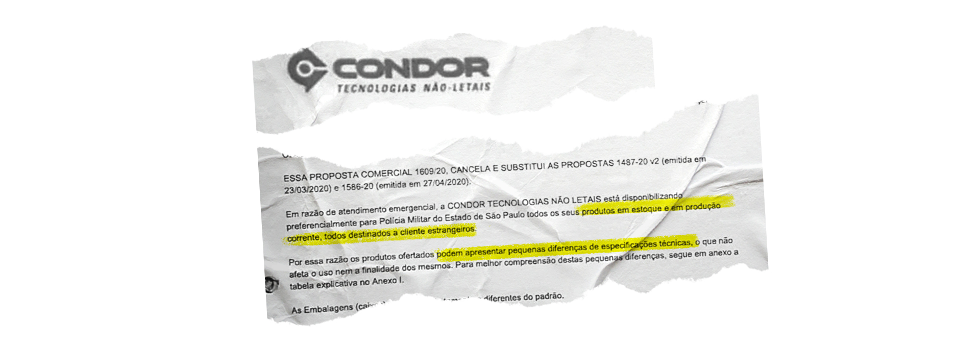 Documentos da Condor mostram que a empresa informou a polícia paulista sobre diferenças nos produtos fabricados para vendas ao exterior | Foto: Juliana Dal Piva