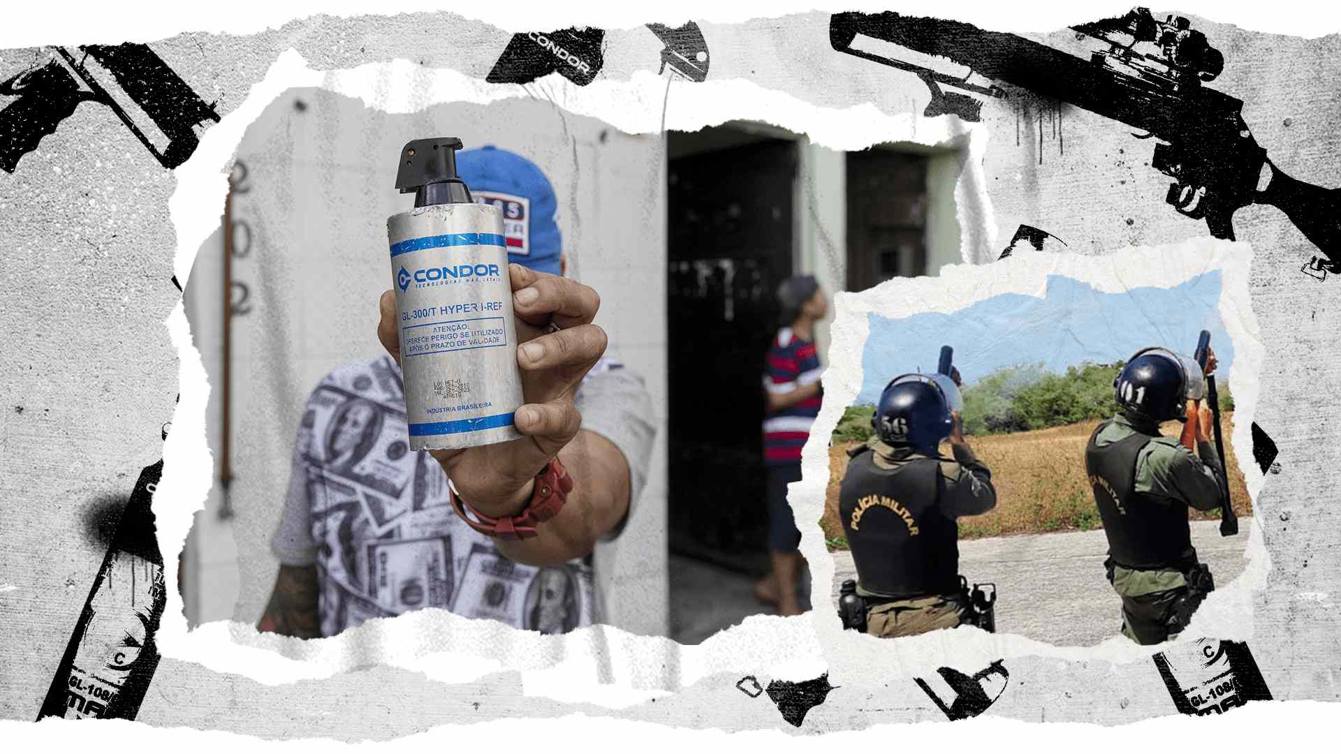 Moradores de Paraisópolis, em São Paulo, mostram latas de uma granada da Condor usada durante a ação policial que deixou vários mortos e feridos em um baile funk da comunidade | Foto: Adriano Vizoni-Folhapress
