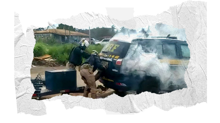 Vídeos gravaram o momento em que Genivaldo foi preso na viatura e que uma granada de gás foi jogada dentro do carro. Laudos mostraram que ele morreu asfixiado | Foto: Reprodução redes sociais